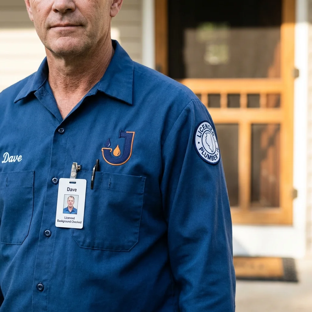 Licensed plumber showing ID badge in Valley Springs, CA