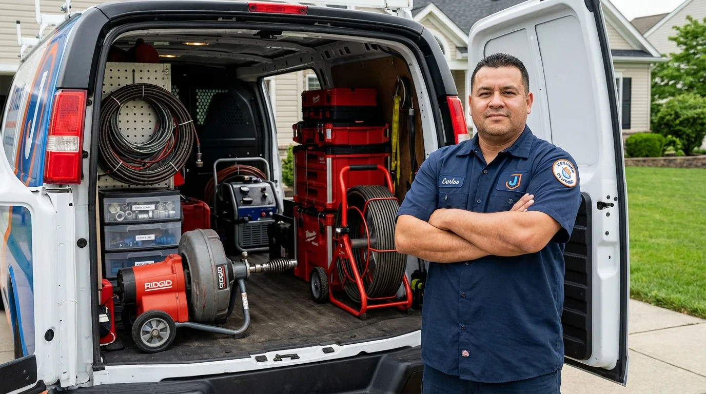 Professional drain cleaning equipment and Johns Plumbing LLC plumber in Valley Springs