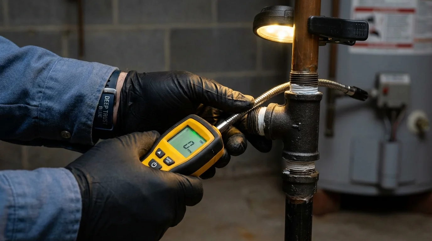 Gas leak detection with electronic sniffer by Johns Plumbing LLC in Valley Springs