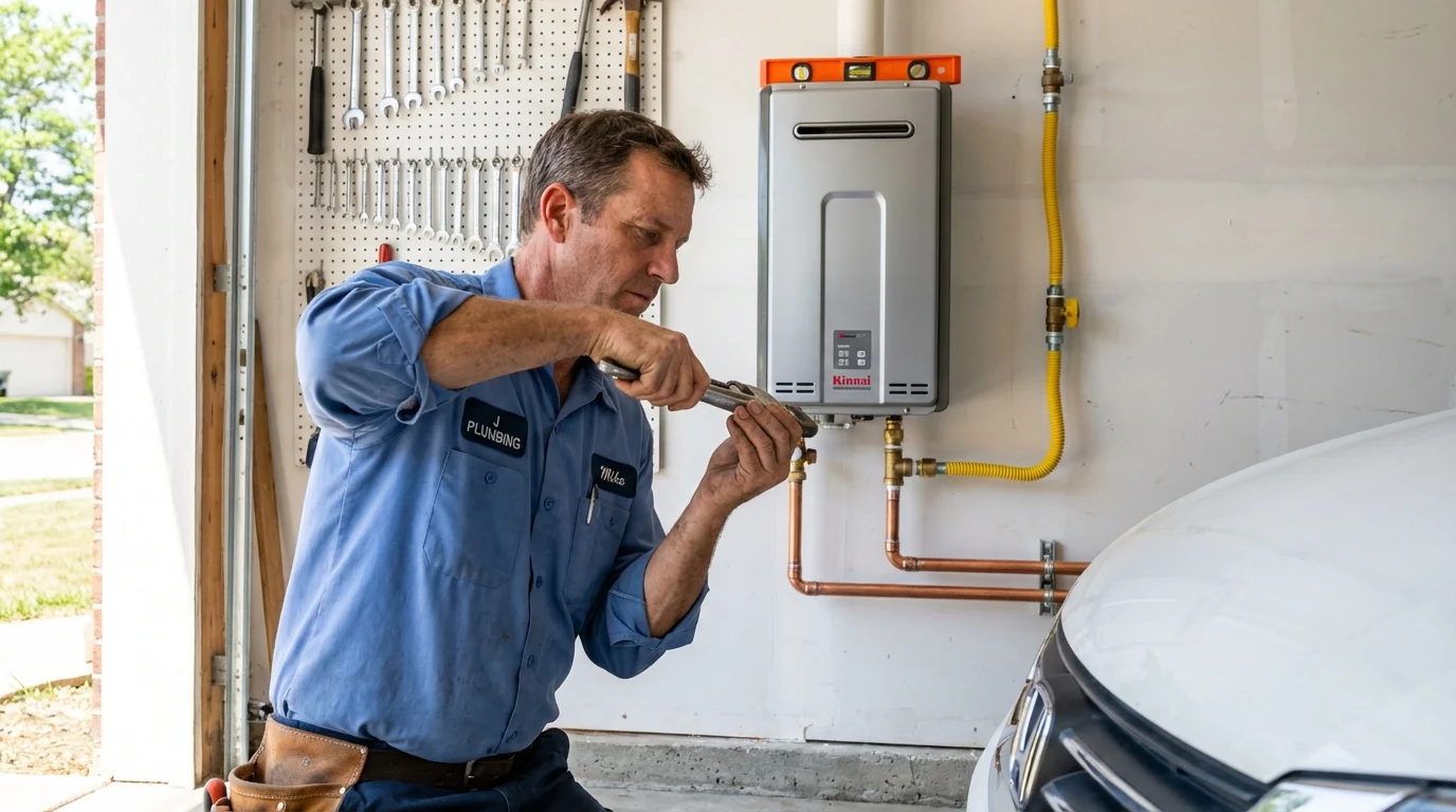 Tankless water heater installation by a Johns Plumbing LLC plumber in Valley Springs